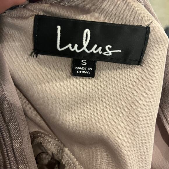 Lulu's Air of Romance Taupe Modified Halter Maxi Dress Bridesmaid Sm - Picture 4 of 12